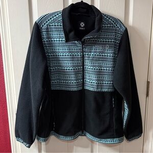 Hooey Women’s Black & Teal Fleece Jacket Aztec Pattern Size‎ XL Style H2042BK